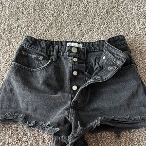 Zara Black Jean Shorts Distressed Cut-Off Style